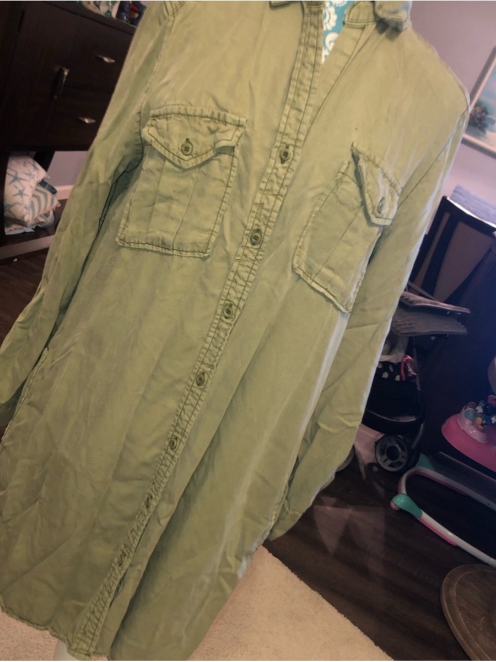 EUC button-up tunic shirt dress